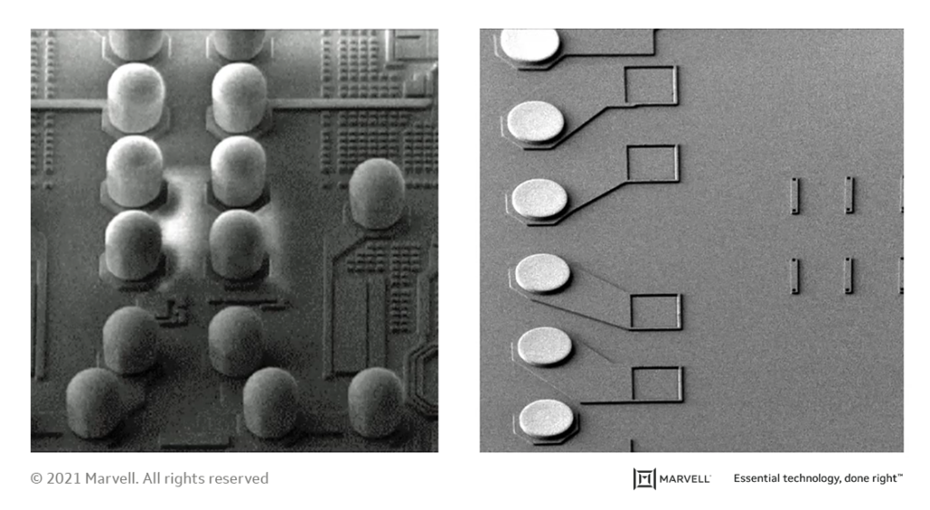 electronics were 'bumped', and the silicon photonics was 'plated'