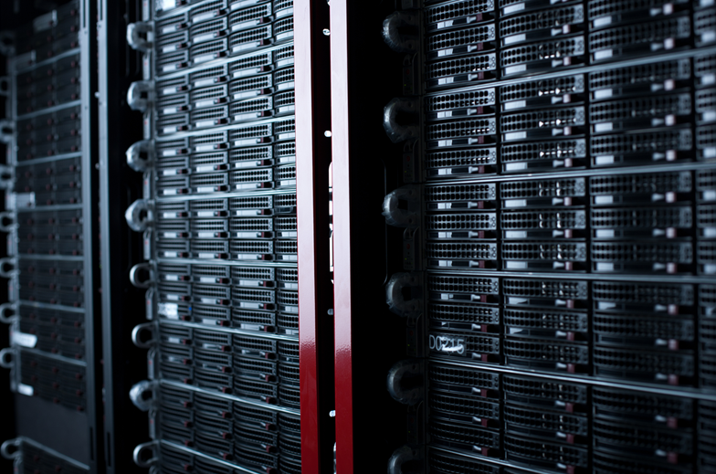 Hundreds of servers in a server farm for internet infrastructure